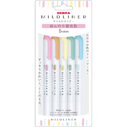 Mildliner Highlighter & Marker Pen 5-Color Set (Zebra)