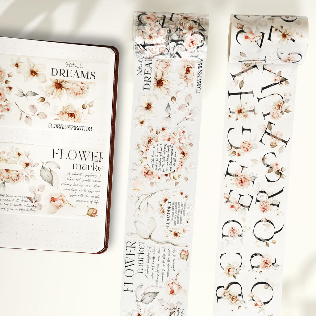 Pre-cut Rosé Scripts Wide Washi/PET Tape