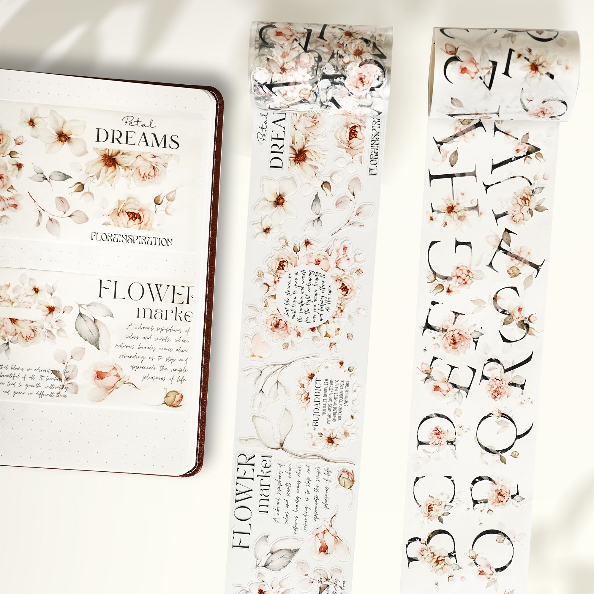 Pre-cut Rosé Scripts Wide Washi/PET Tape