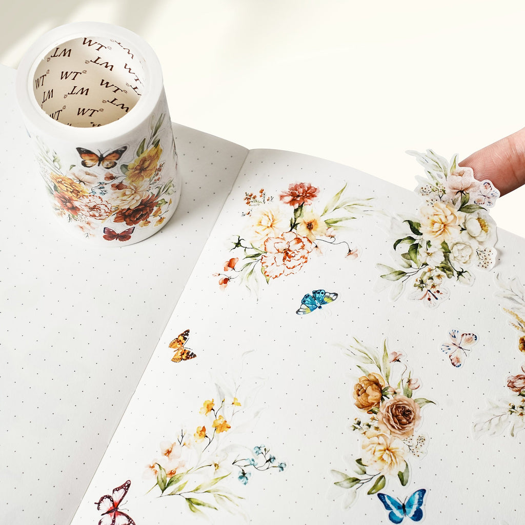 Pre-cut Floral Wave Wide Washi/PET Tape