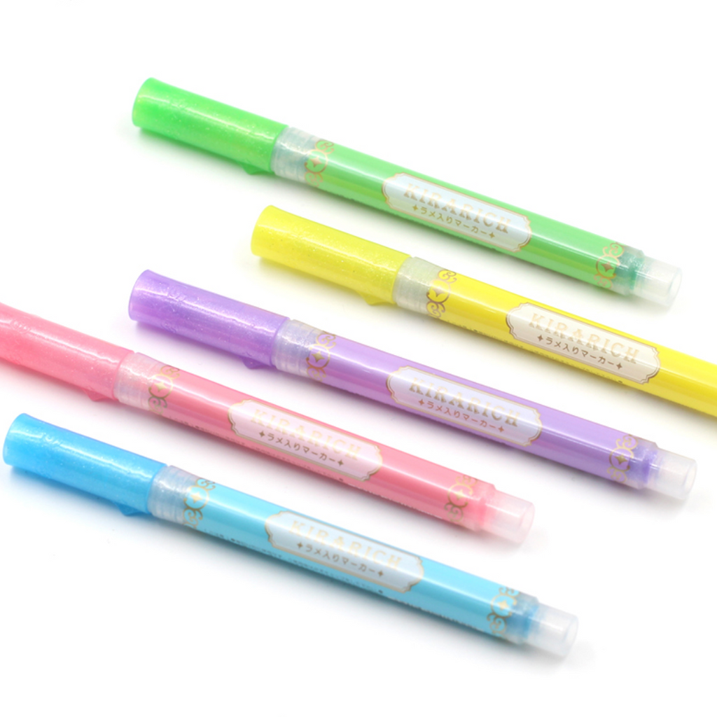 Zebra Kirarich Glitter Highlighters - 5 Color Set