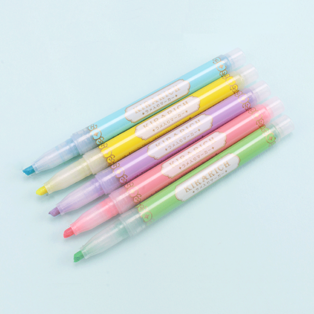 Zebra Kirarich Glitter Highlighters - 5 Color Set