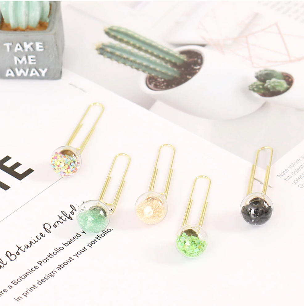Glass Ball Paper Clips