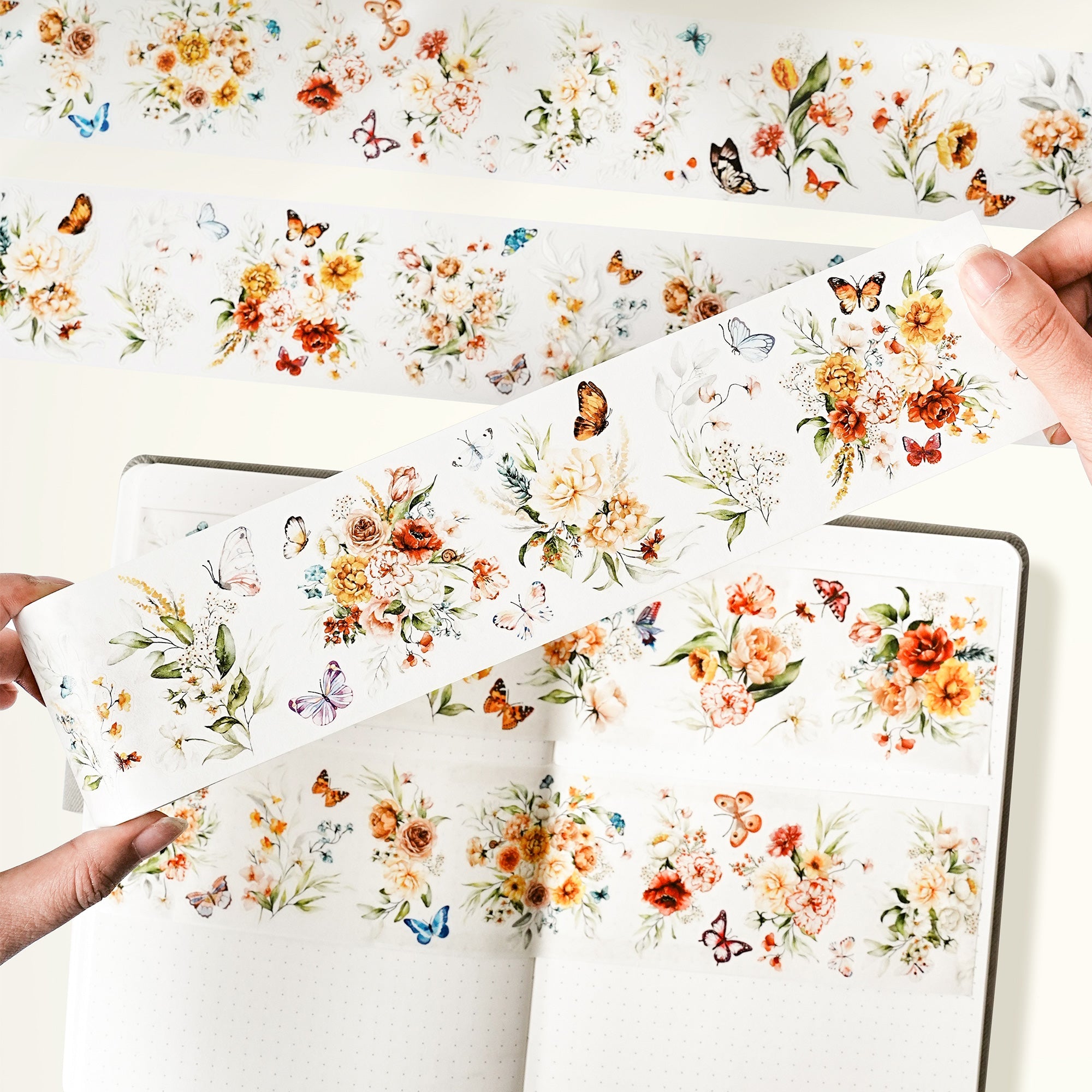 Pre-cut Floral Wave Wide Washi/PET Tape