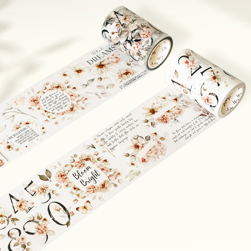 Pre-cut Rosé Scripts Wide Washi/PET Tape
