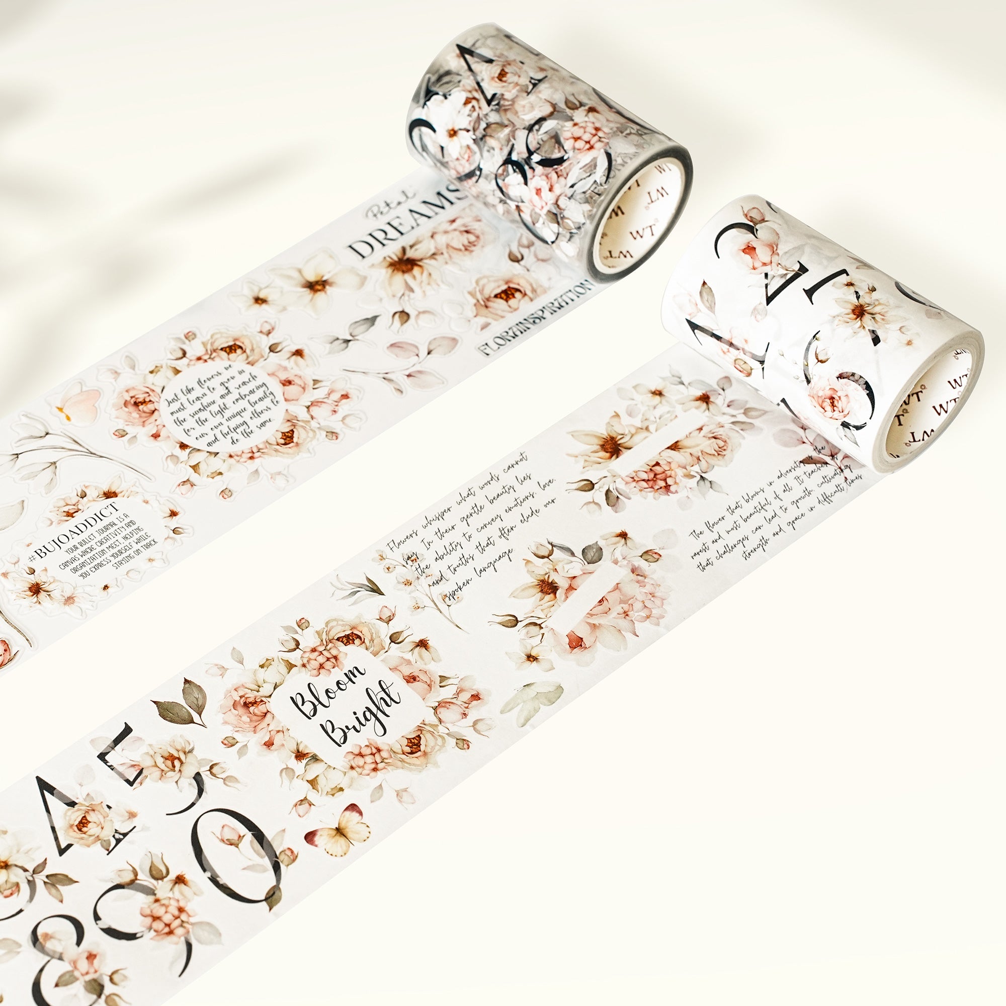 Pre-cut Rosé Scripts Wide Washi/PET Tape