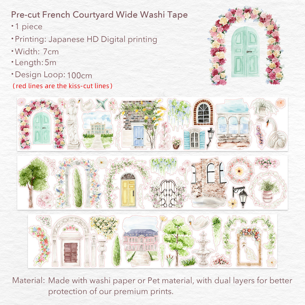 Pre-cut French Courtyard Wide Washi/PET Tape