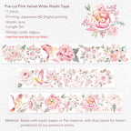 Pre-cut Pink Velvet Wide Washi/PET Tape