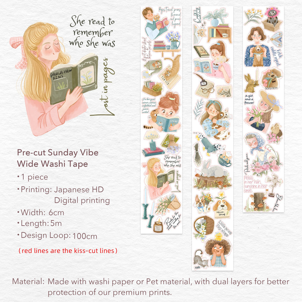 Pre-cut Sunday Vibe Wide Washi/PET Tape