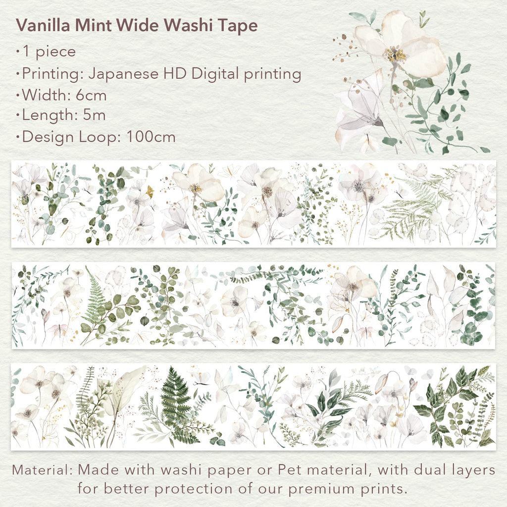 Vanilla Mint Wide Washi/PET Tape