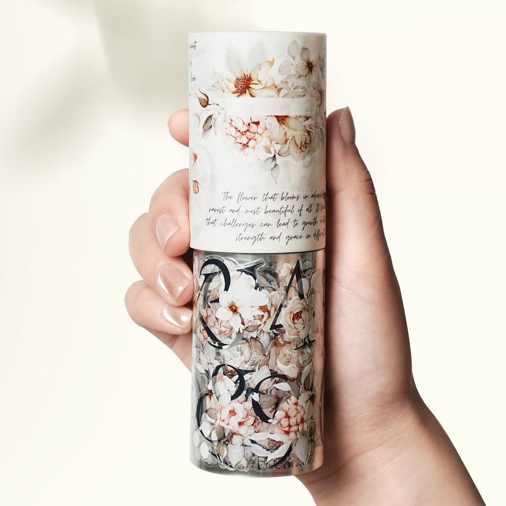 Pre-cut Rosé Scripts Wide Washi/PET Tape