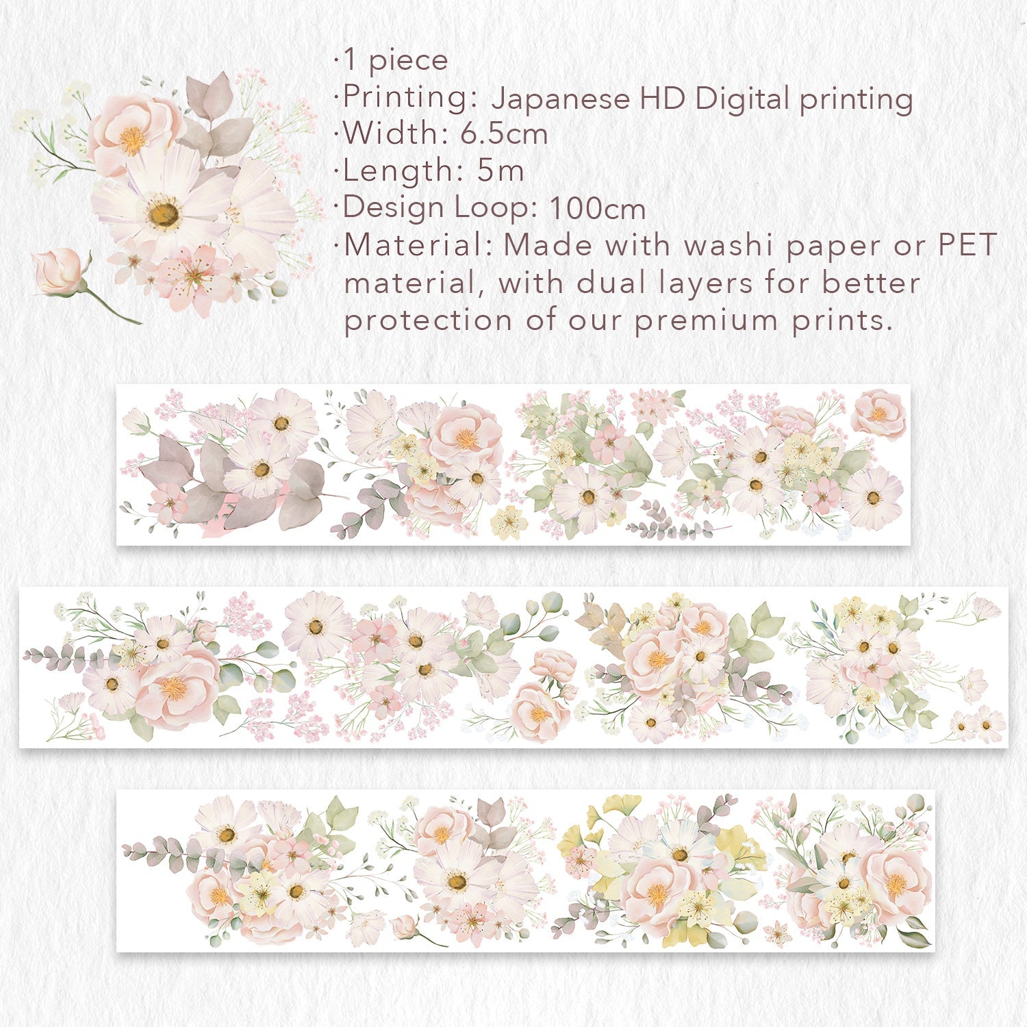 Blush Wide Washi/PET Tape