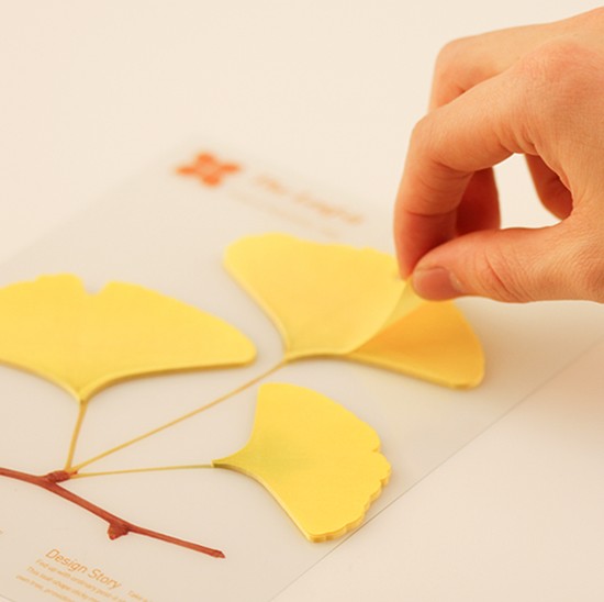 Appree Leaf Sticky Memo Notes - Yellow Ginkgo