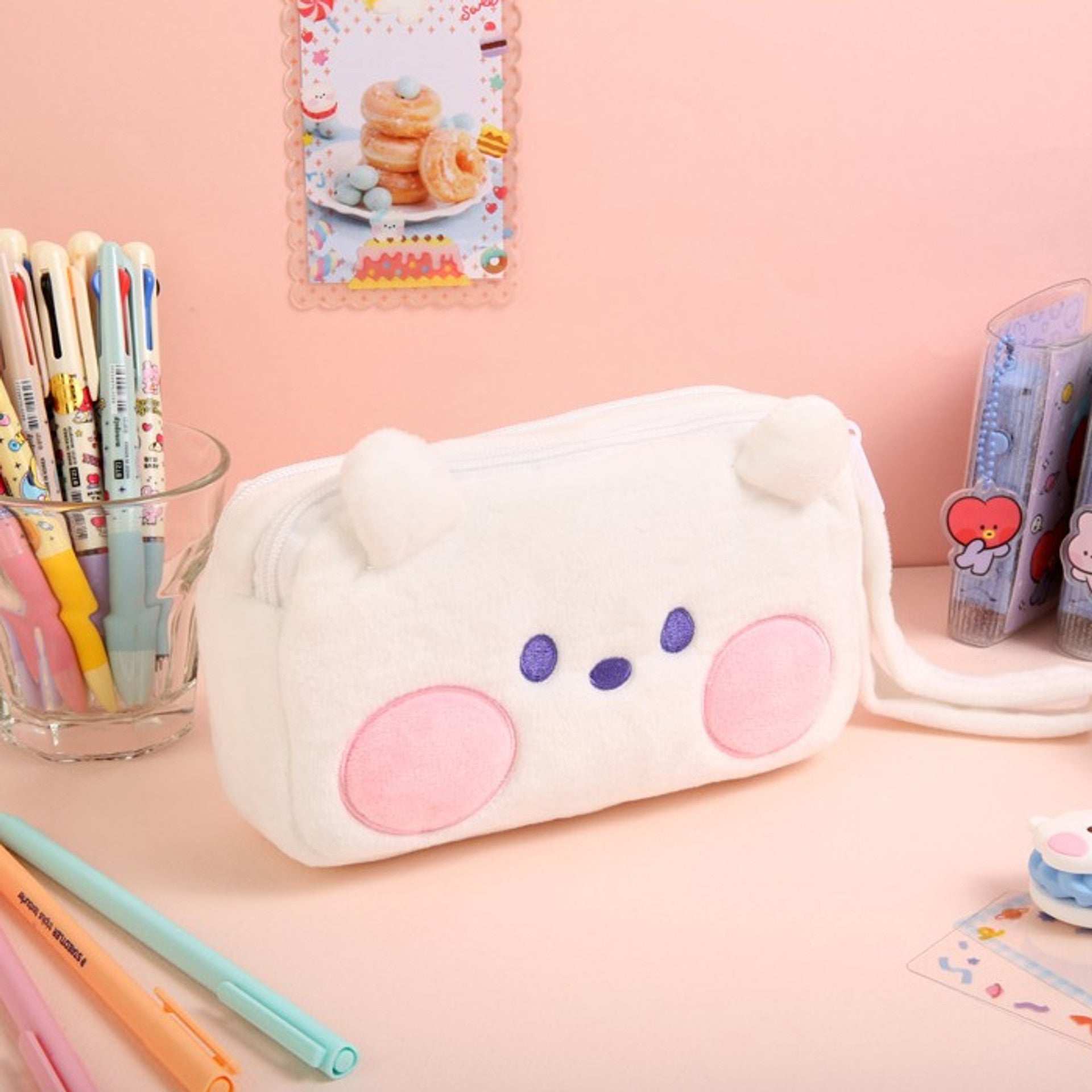 BT21 Minini Plush Double Pockets Zipper Pen Pouch - RJ