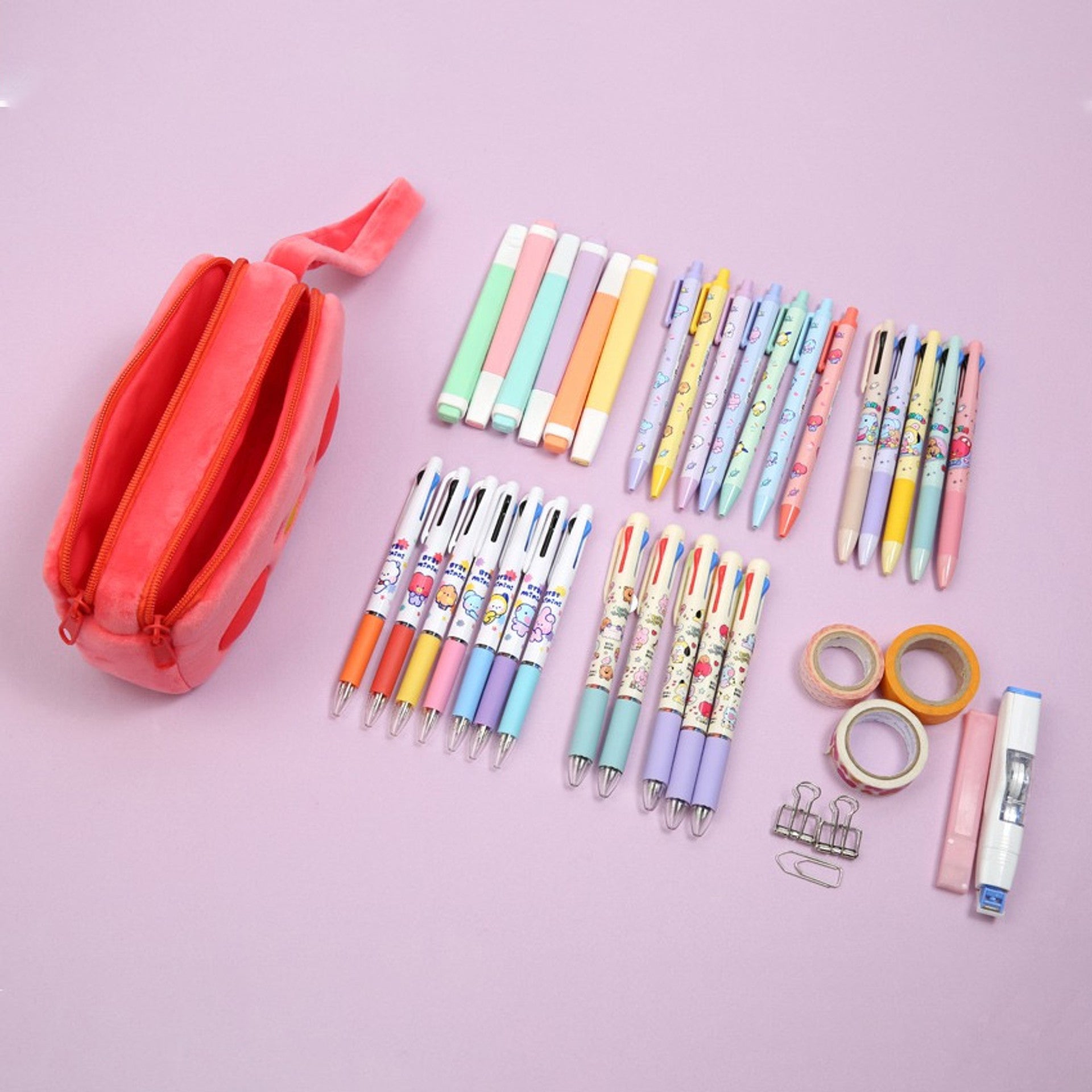 BT21 Minini Plush Double Pockets Zipper Pen Pouch - RJ
