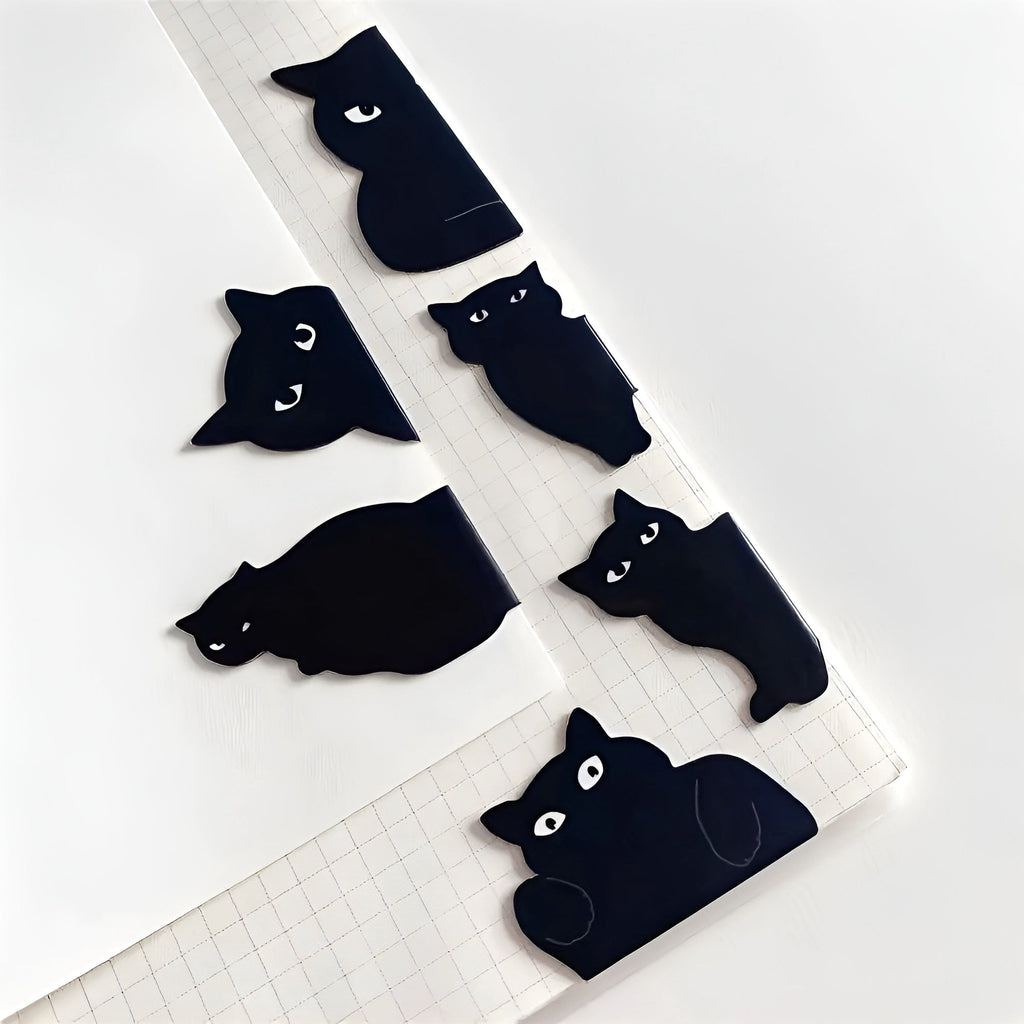 Black Cat Magnetic Bookmark - Set of 6