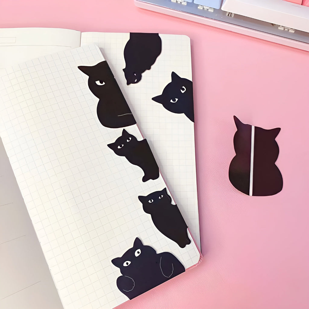 Black Cat Magnetic Bookmark - Set of 6