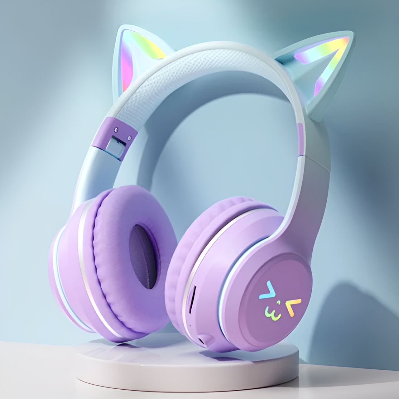 Cat Ears Colorful Glow Wireless Headset (3 Color Combinations)