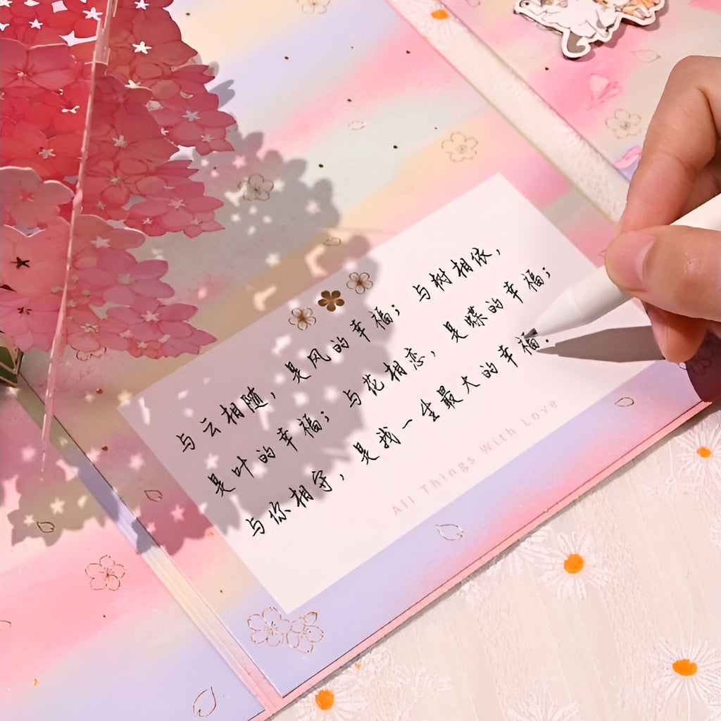 Cherry Blossom Cats Greeting Card