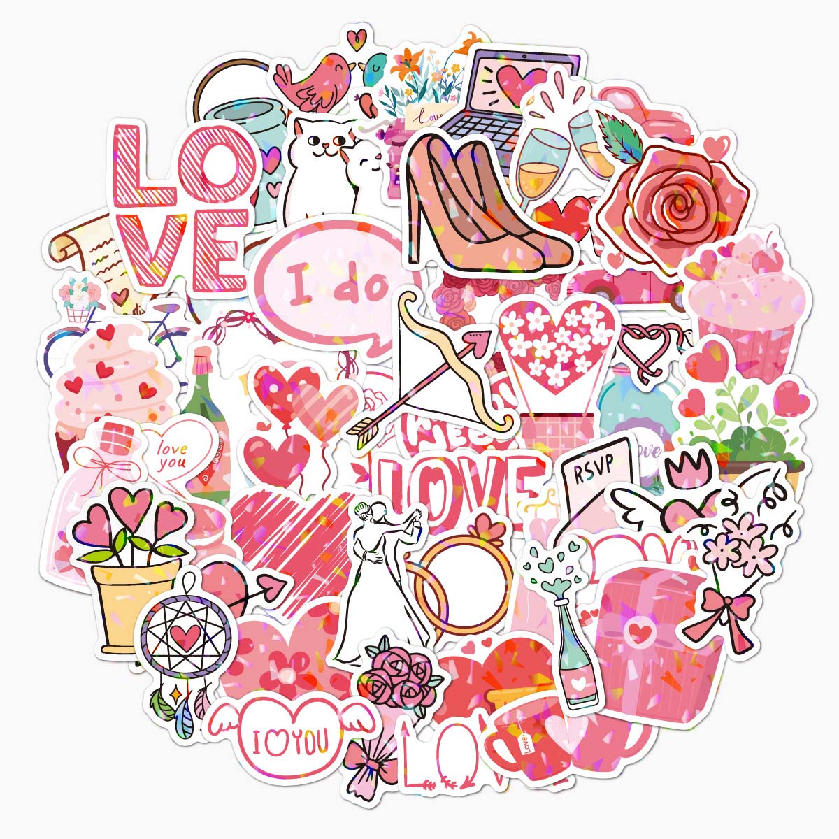 Cupid’s Holo Touch Stickers - Set of 100