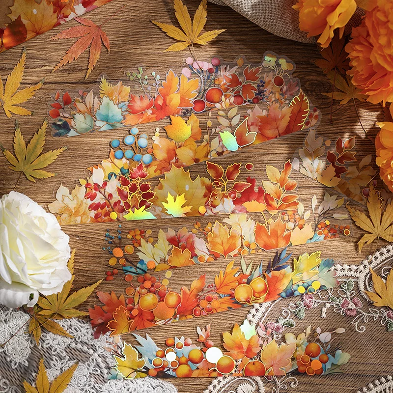 Autumn Leaves Long Strip Stickers - 6 Foil Strips