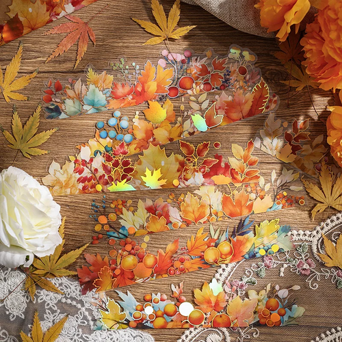 Autumn Leaves Long Strip Stickers - 6 Foil Strips