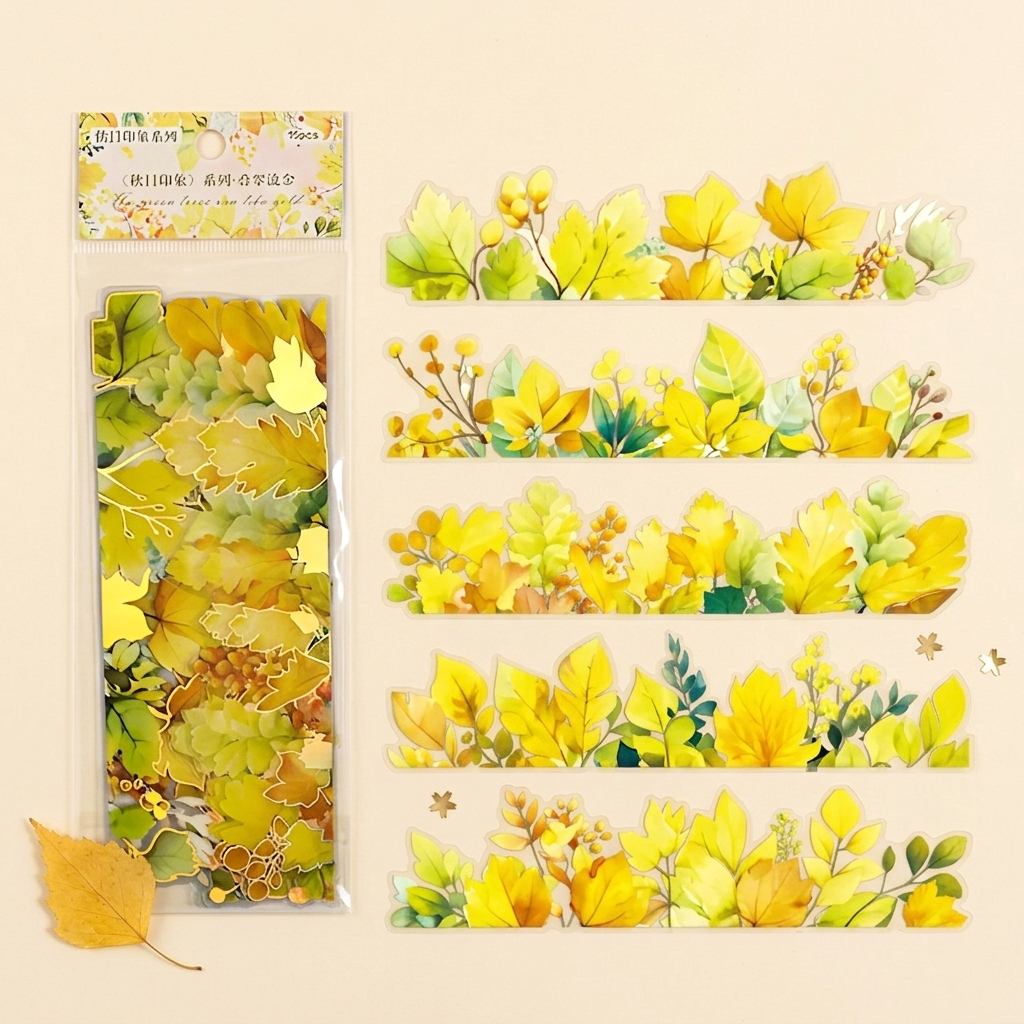 Autumn Leaves Long Strip Stickers - 6 Foil Strips