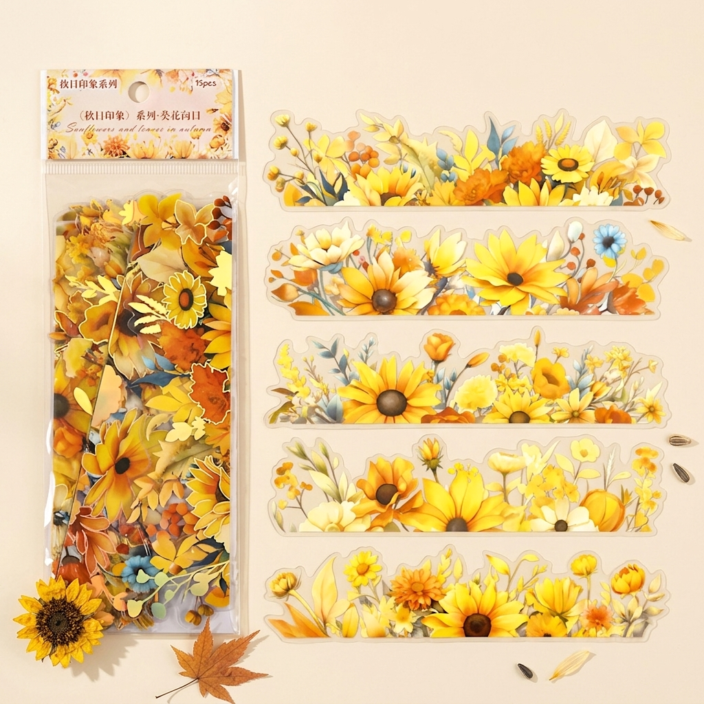 Autumn Leaves Long Strip Stickers - 6 Foil Strips