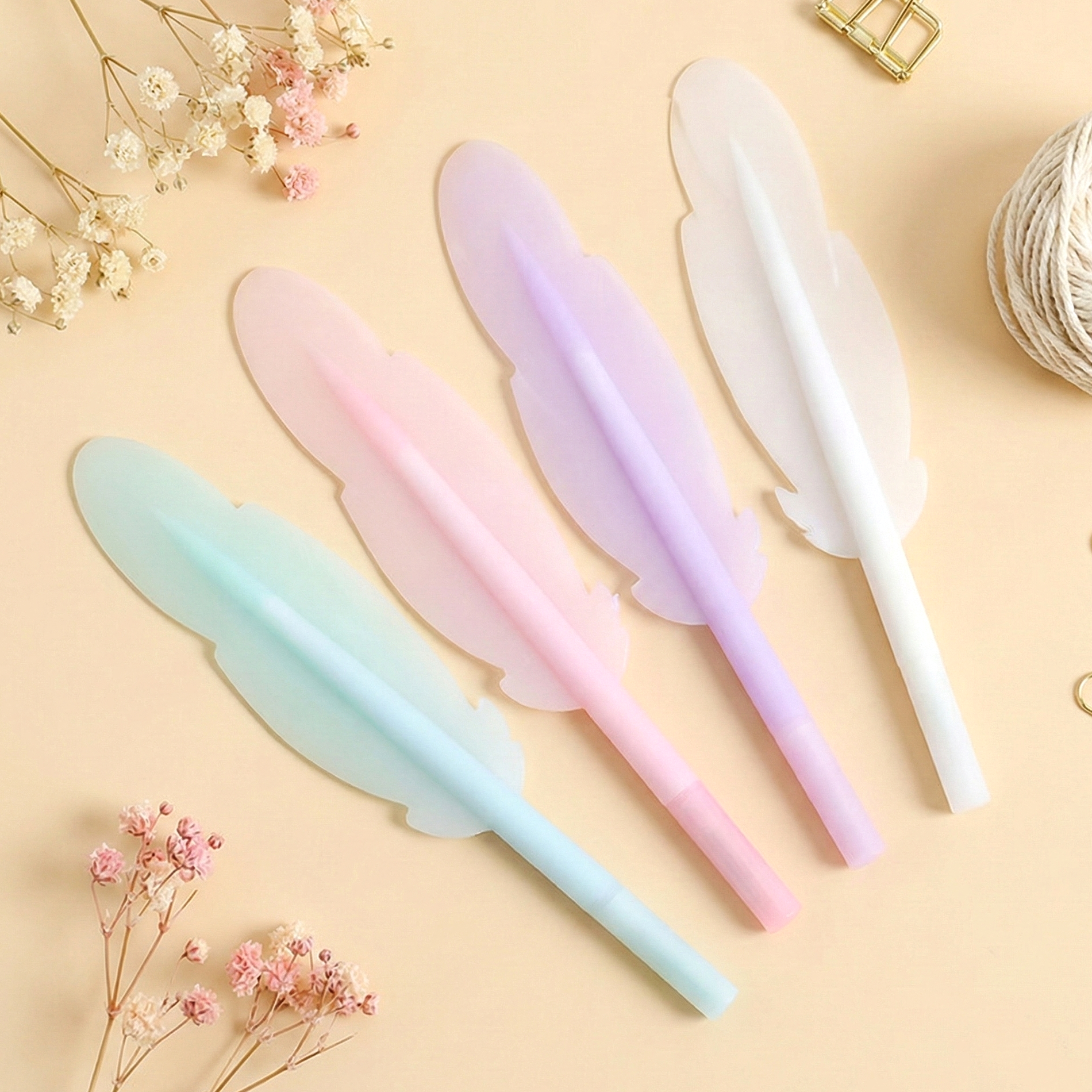 Pastel Feather Gel Pen – Soft Grip Writing Pen