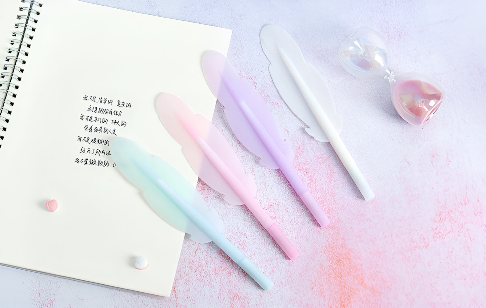 Pastel Feather Gel Pen – Soft Grip Writing Pen