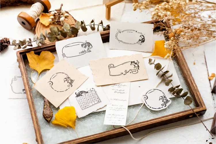 Feline Journal Wooden Stamp