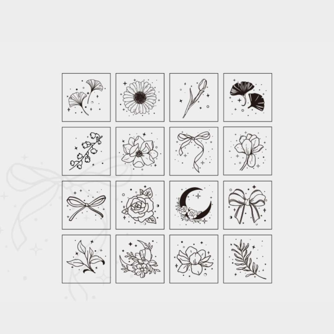 Floral Wooden Stamp Set