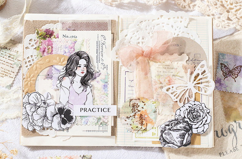 Floral Ink Scrapbooking Stickers