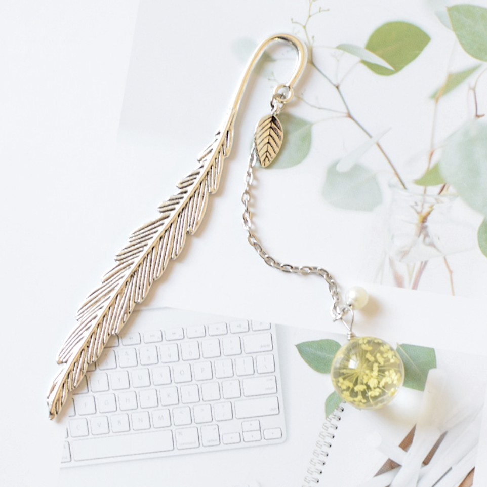 Feather and Flower Pendant Bookmark