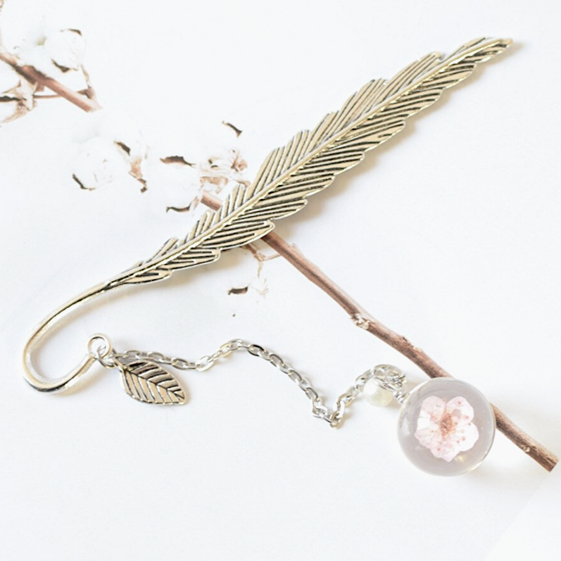 Feather and Flower Pendant Bookmark