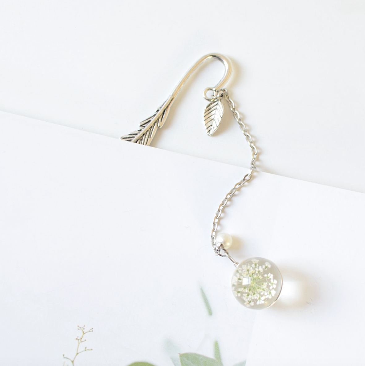 Feather and Flower Pendant Bookmark