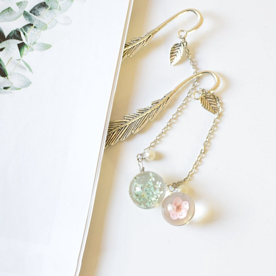 Feather and Flower Pendant Bookmark