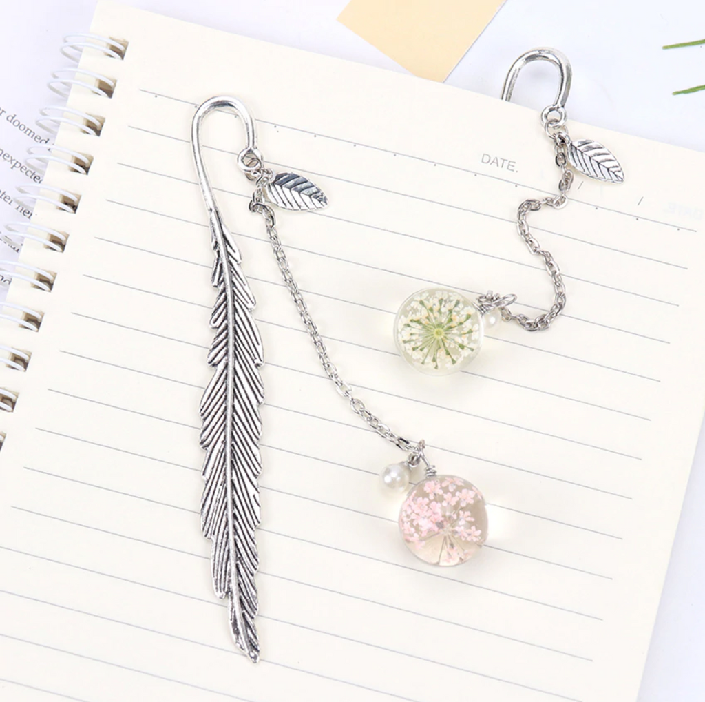 Feather and Flower Pendant Bookmark