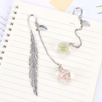 Feather and Flower Pendant Bookmark