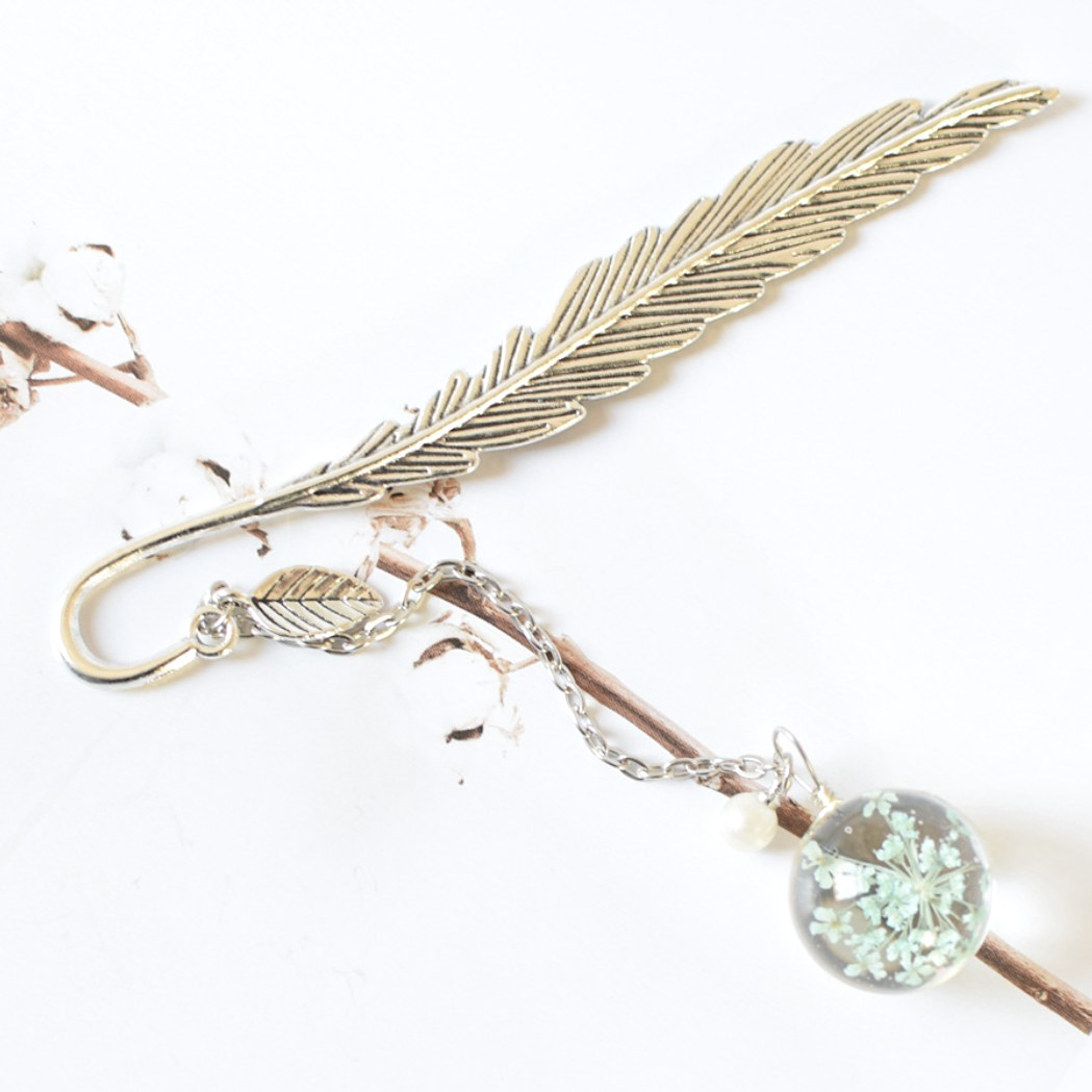 Feather and Flower Pendant Bookmark