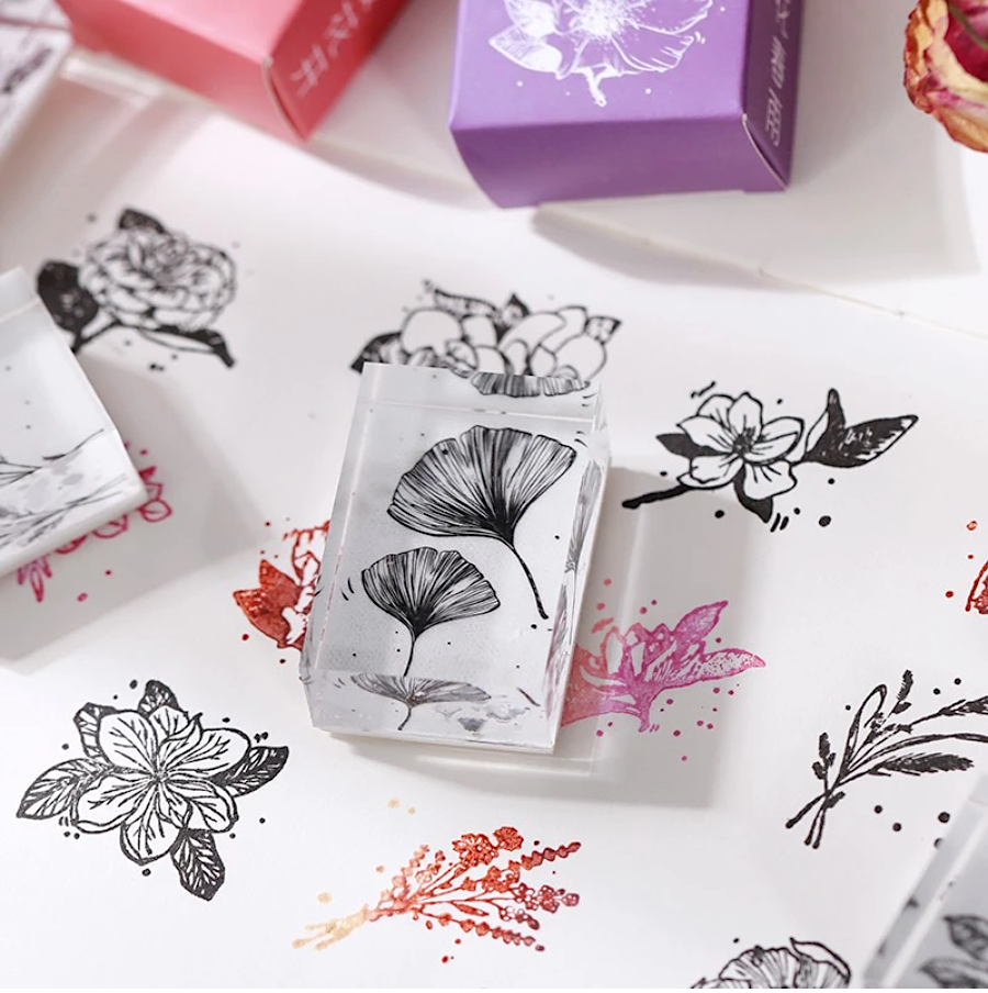 Flower Garden Rubber Stamp - Magnolia