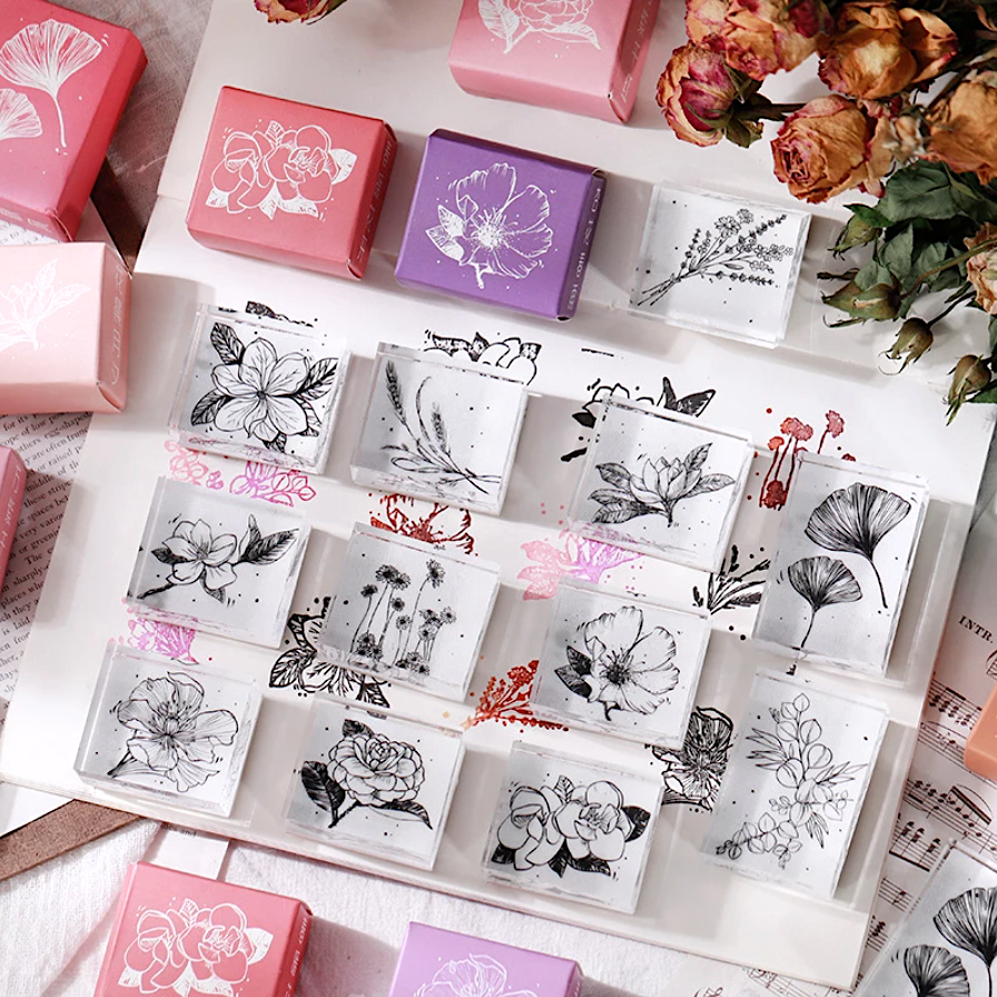 Flower Garden Rubber Stamp - Rye