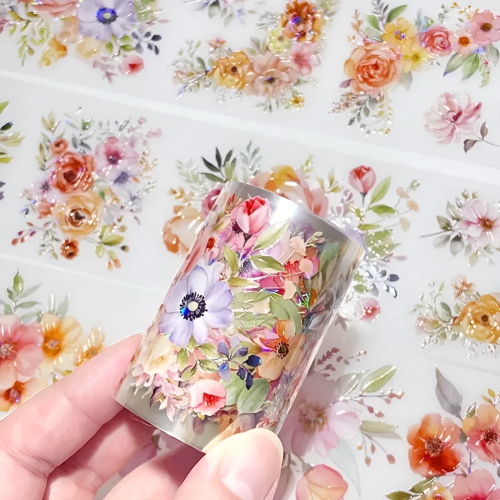 Flowers Bouquet Clear Masking Tape - Extra Wide