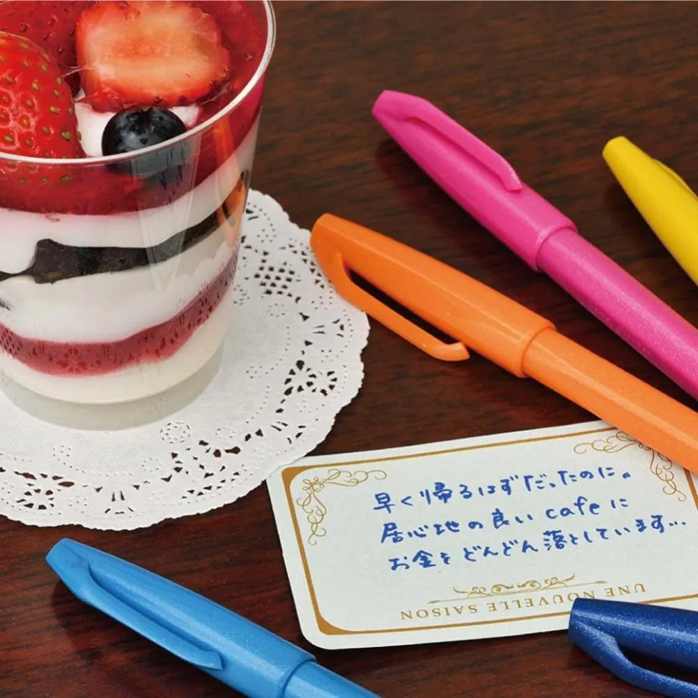 Pentel Fude Touch Sign Pen - 12 Color Set