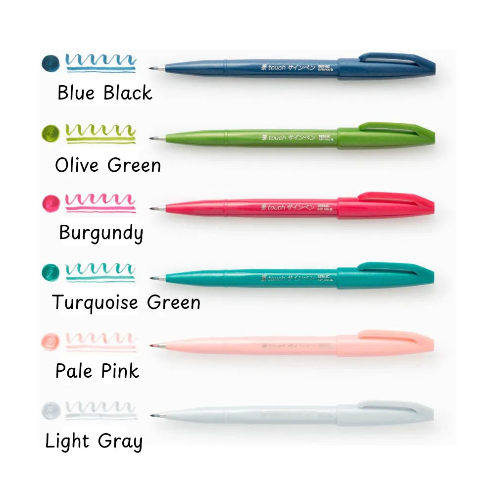 Fude Touch Sign Pen - 6 Color Set - Adult Dark
