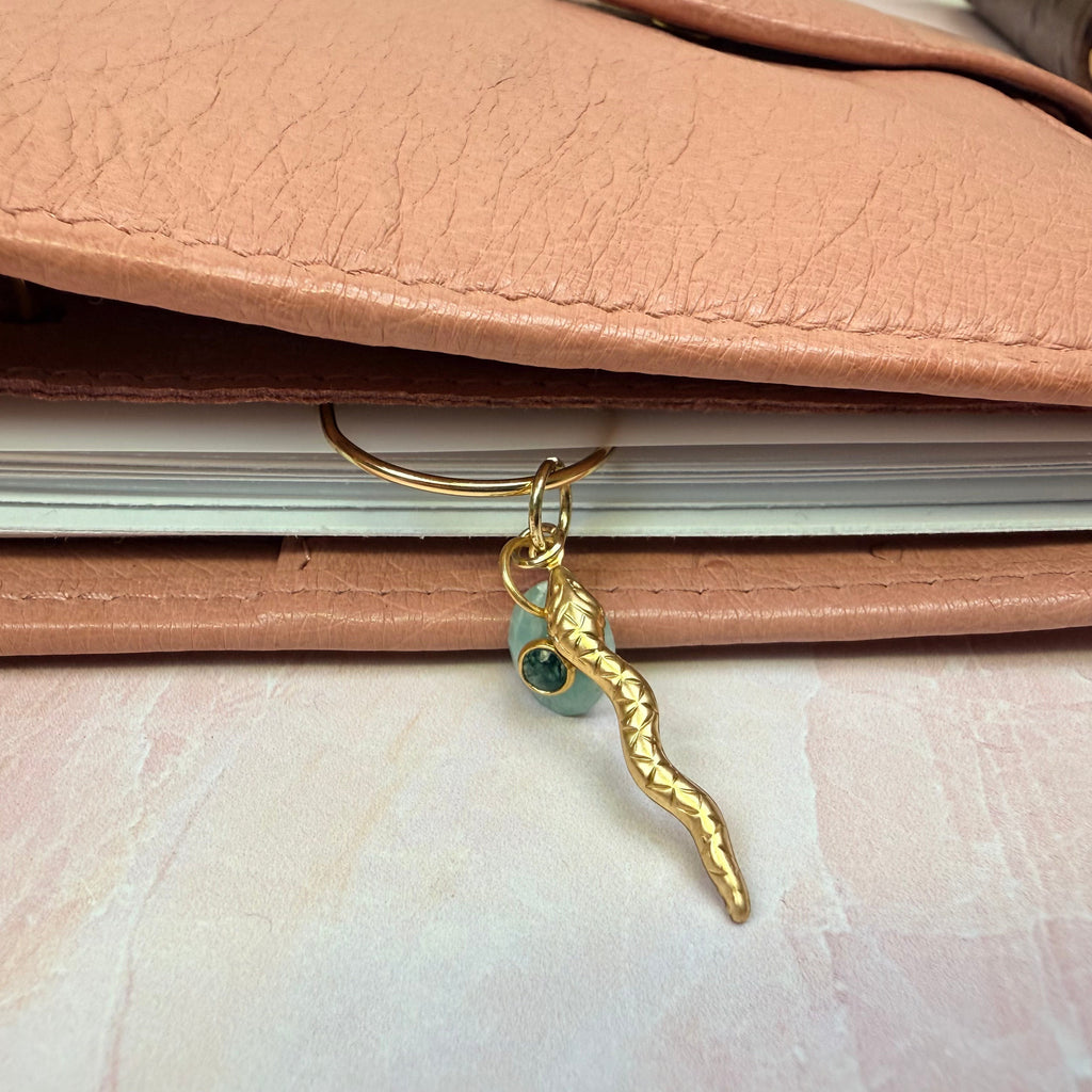 Good Witch Amazonite Evil Eye and Brass Serpent Planner Charm
