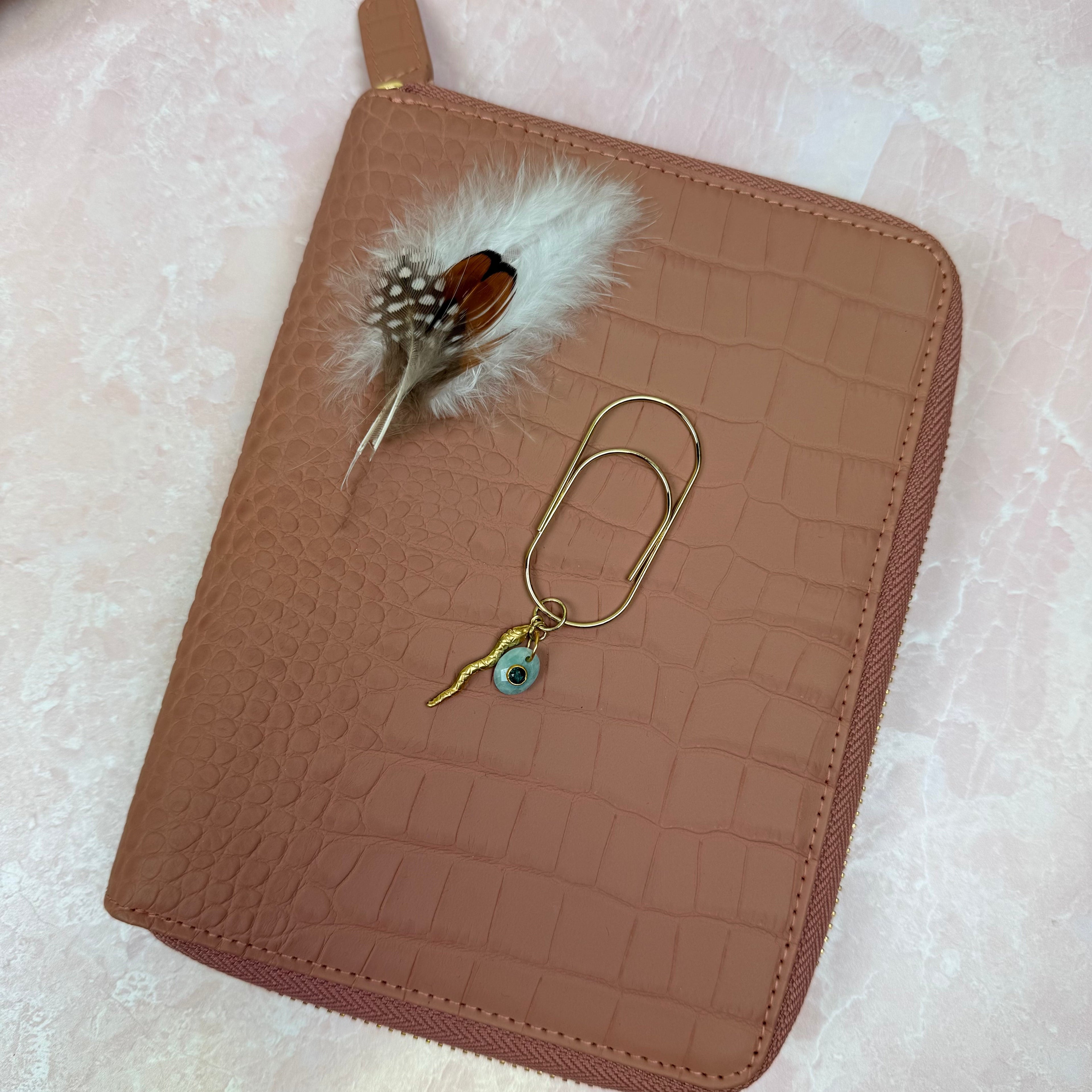 Good Witch Amazonite Evil Eye and Brass Serpent Planner Charm
