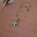 Good Witch Amazonite Evil Eye and Brass Serpent Planner Charm
