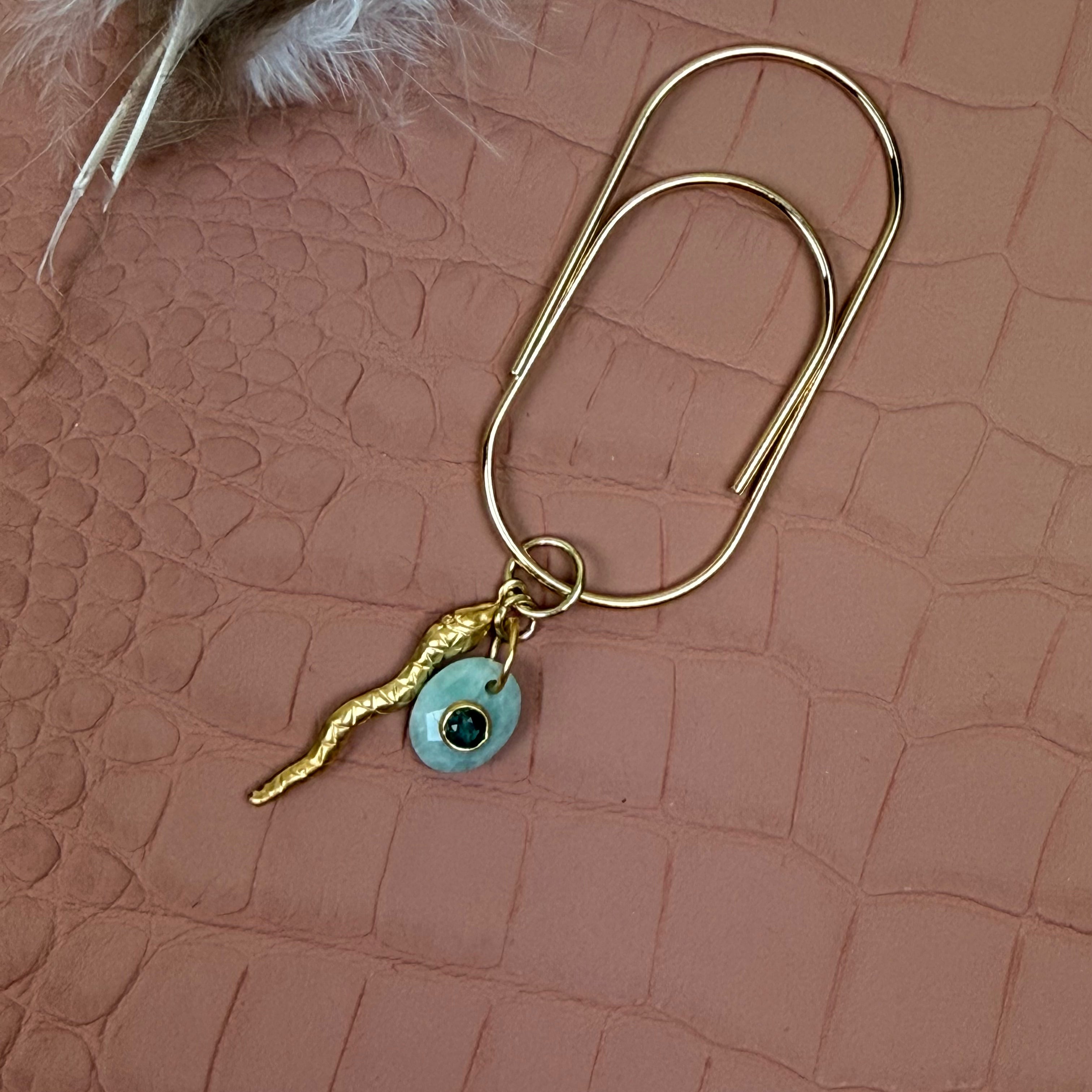 Good Witch Amazonite Evil Eye and Brass Serpent Planner Charm