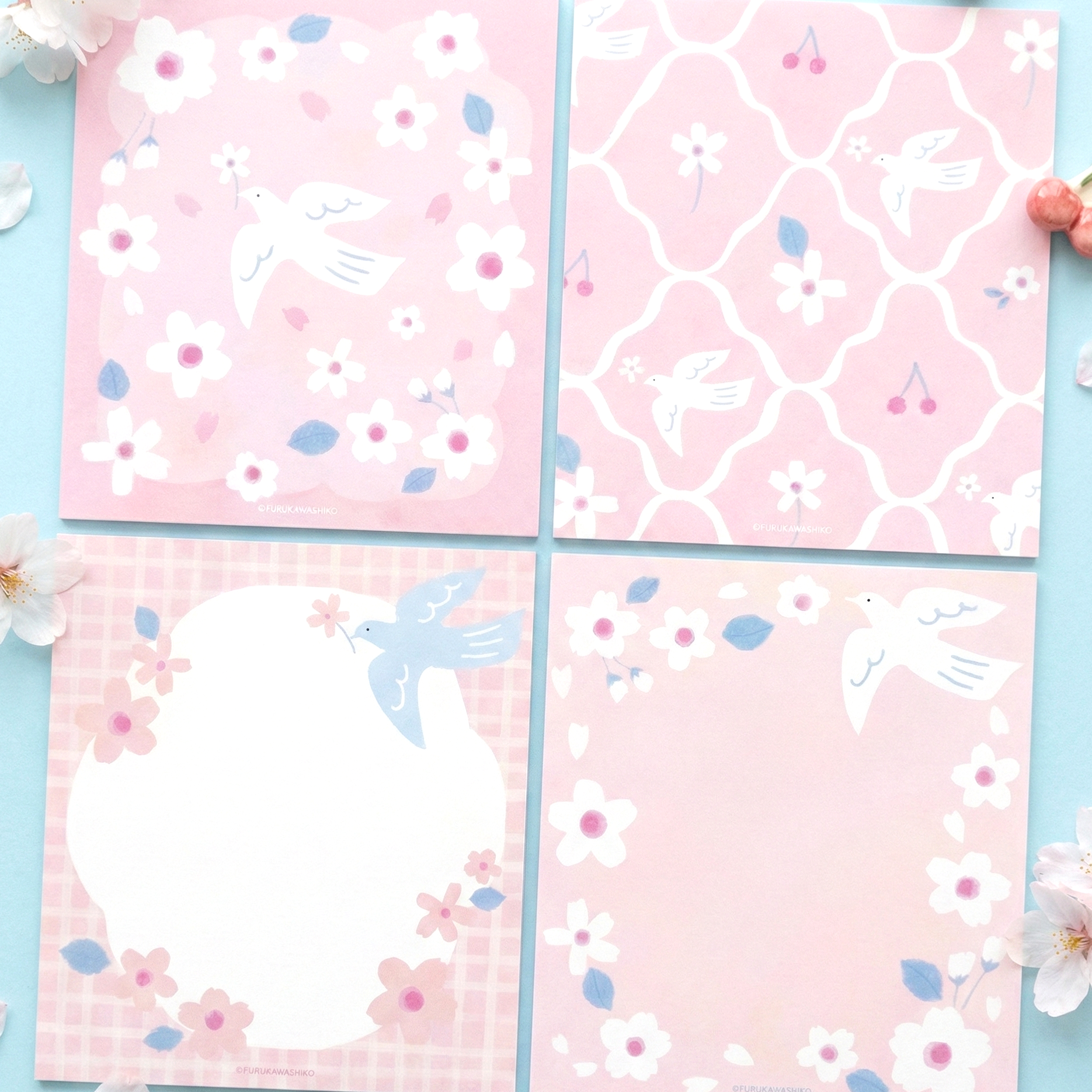 Furukawashiko 4 Designs Memo Pad - Limited Spring Edition - Dove